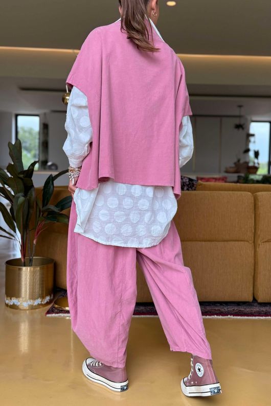 Made in Italy Cooper Needlecord Cap Sleeve Jacket Indian Pink